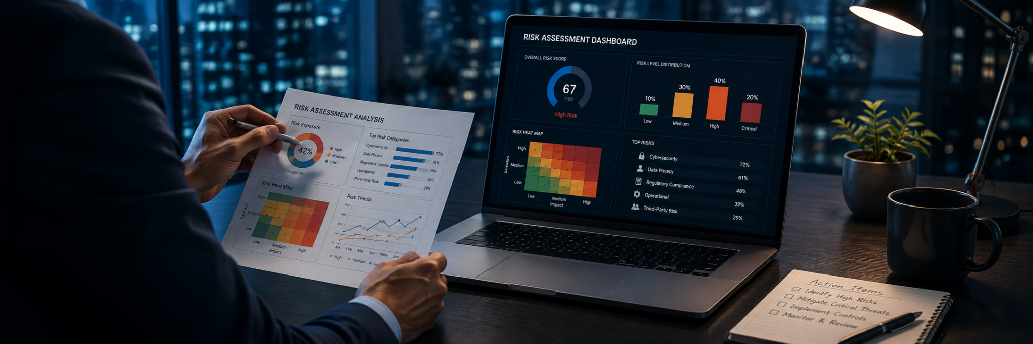 A person doing risk advisory analysis.